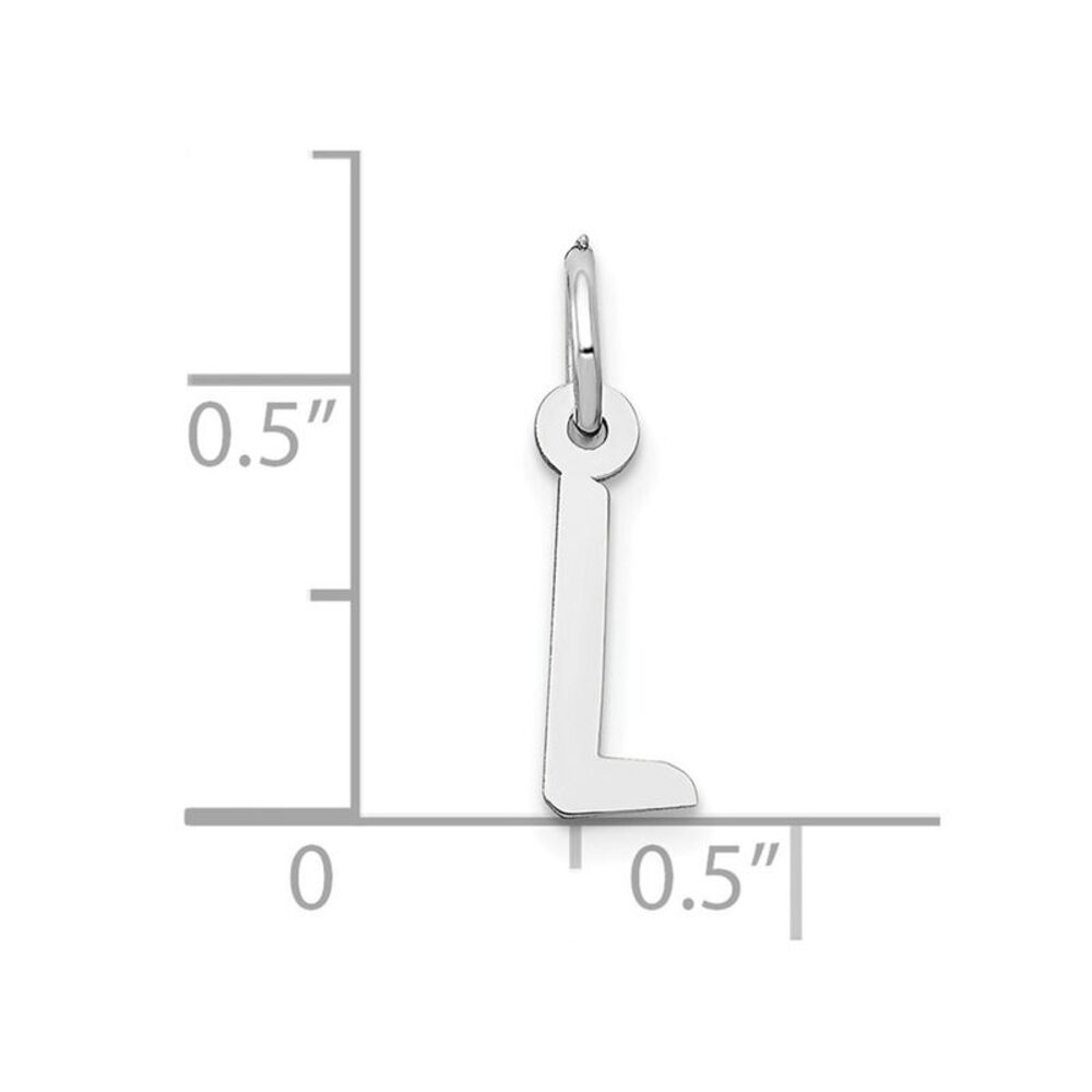 10k White Gold Small Slanted Block Initial L Char - image 2